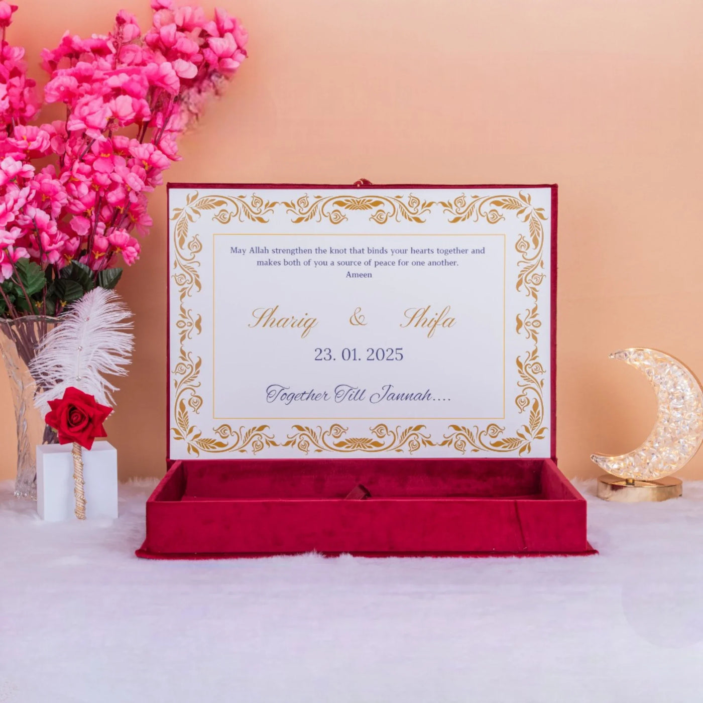 Royal White Nikah Nama Folder with Golden Embellishments