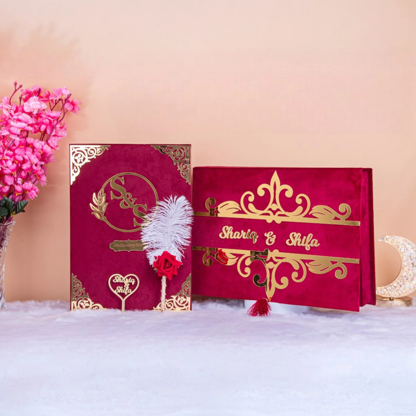 Royal White Nikah Nama Folder with Golden Embellishments