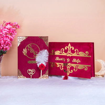 Royal White Nikah Nama Folder with Golden Embellishments