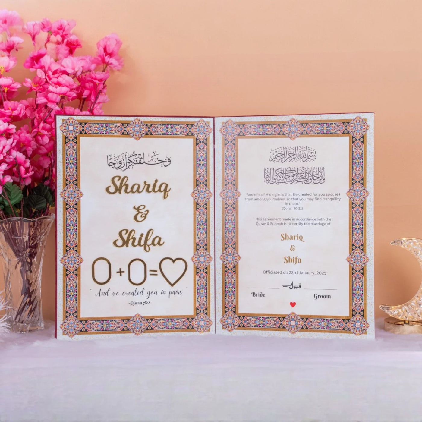 Royal White Nikah Nama Folder with Golden Embellishments