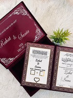 Elegant Maroon Velvet Wedding Certificate Box