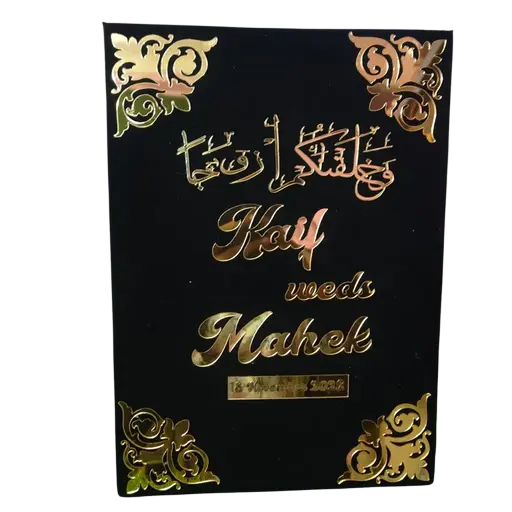 Majestic Red Velvet Wedding Invitation Box with Golden Embellishments