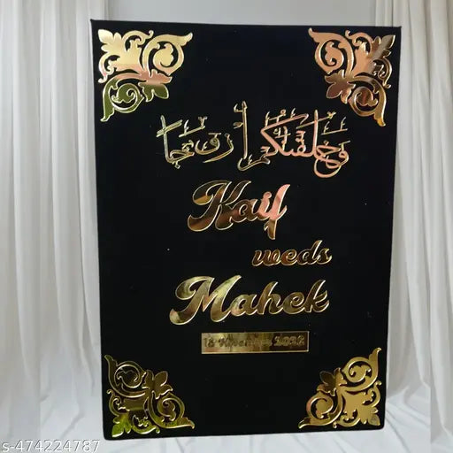 Majestic Red Velvet Wedding Invitation Box with Golden Embellishments
